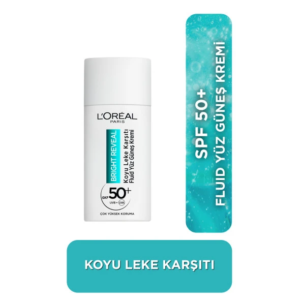 L'oreal Paris Bright Reveal Spf 50+ Koyu Leke Karşıtı Fluid Günlük Yüz Güneş Kremi 50Ml ürün görseli 1