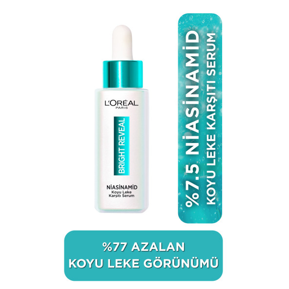 L'oreal Paris Bright Reveal Sivilce, Güneş, Yaşlanma Lekelerinde Etkili Koyu Leke Karşıtı Serum 10% Niasinamid ürün görseli 1