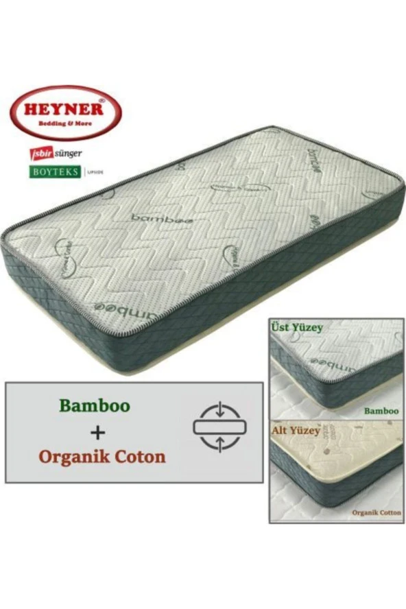 70X180 HEYNER ÇİFT YÖNLÜ BAMBOO VE ORGANİC COTTON YAYLI YATAK 70x180 ORTOPEDİK YAYLI YATAK ürün görseli 1