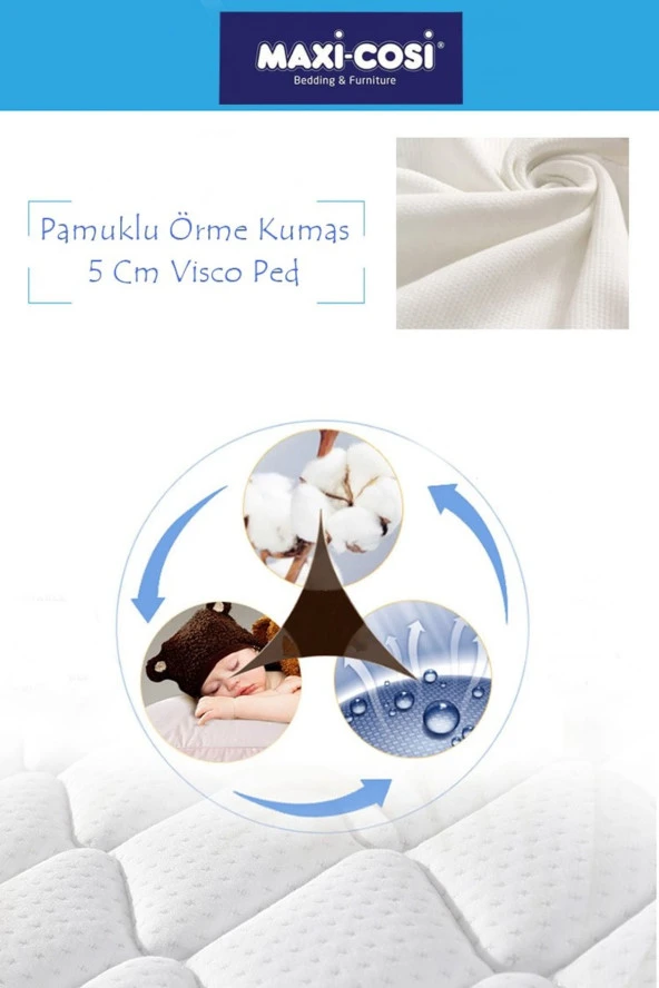 Maxi-Cosi 160x200 Cotton Ortopedik Yatak Şiltesi Visco Yatak Pedi ürün görseli 1
