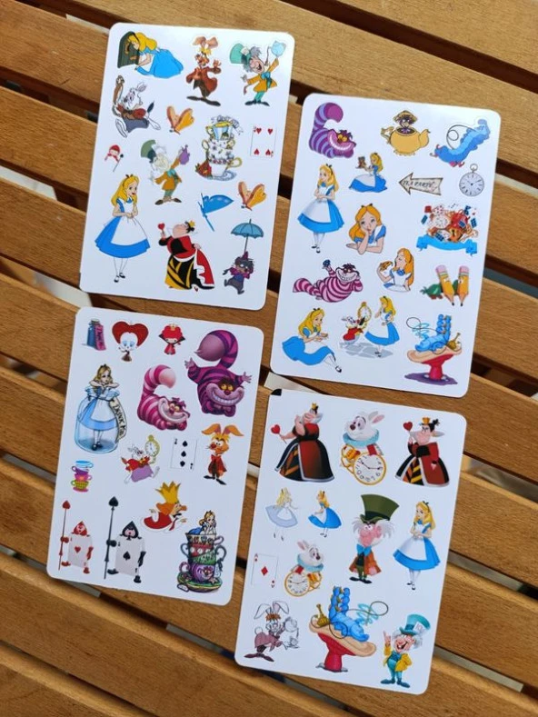 Alice Harikalar Diyarında Sticker Etiket Seti 4 sayfa a6 Boy ürün görseli 1