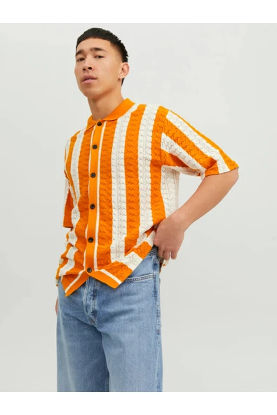 Jack&Jones Oversize Polo Yaka Kısa Kol Erkek Gömlek - Minimalist Stil ürün görseli 1