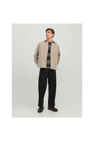Jack&Jones Erkek Oversize Kadife Gömlek - Uzun Kol - Minimalist ürün görseli 1