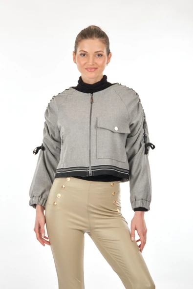 Unique Mode Minimalist Crop Ceket - Büzgülü Kollu - Oversize ürün görseli 1