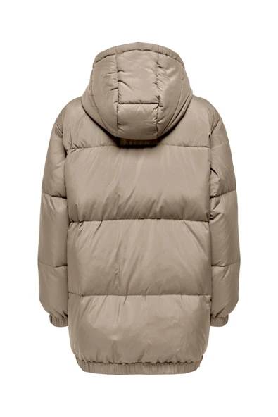 Only Oversize Kapüşonlu Midi Şişme Mont - Kışlık Günlük - Resim 5