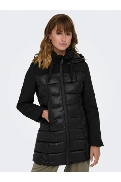 Only Midi Kapüşonlu Şişme Kaban - Oversize Minimalist Kışlık - Resim 7