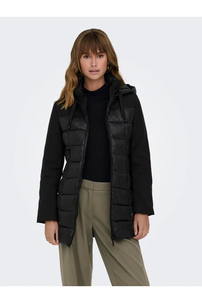 Only Midi Kapüşonlu Şişme Kaban - Oversize Minimalist Kışlık - Resim 2
