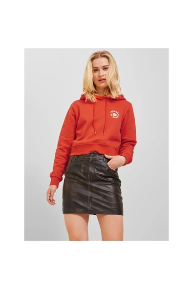 Jack&Jones JJXX Kadın Oversize Crop Kapüşonlu Sweatshirt - Minimalist Stil ürün görseli 1