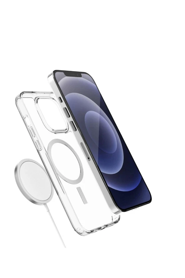Phone 13 Magsafe Destekli Kablosuz Şarj Uyumlu Şeffaf Silikon Kılıf ürün görseli 1