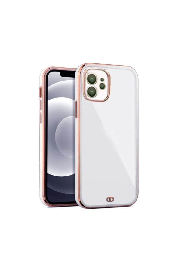 iPhone 12 Uyumlu arka Kapak Kılıf Acık Mavi kenarlı rose ürün görseli 1