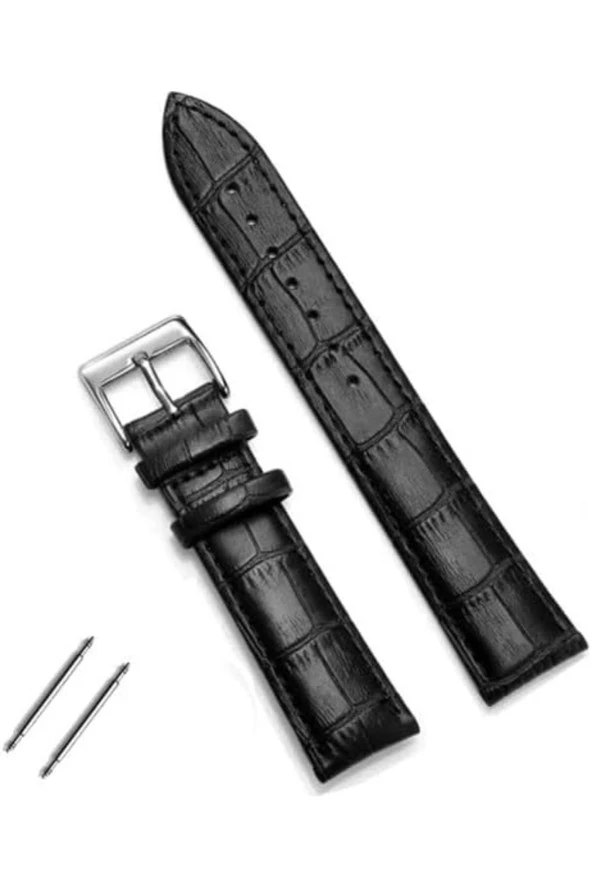 Fossil Saat Uyumlu Croco Siyah< 4 > Renk Deri Saat Kordonu Kayışı 24 Mm ürün görseli 1