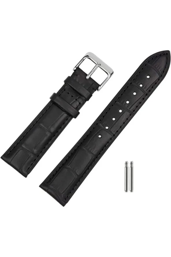 Fossil Saat Uyumlu Croco Baskılı < 5 > Siyah Renk Deri Saat Kordonu Kayışı 22 Mm ürün görseli 1