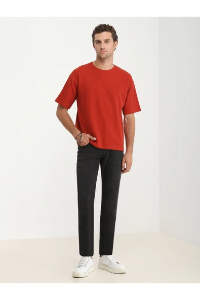 Kip Oversize Kısa Kol Yuvarlak Yaka Minimalist Erkek T-Shirt TSH-1348 - Günlük Kullanım ürün görseli 1