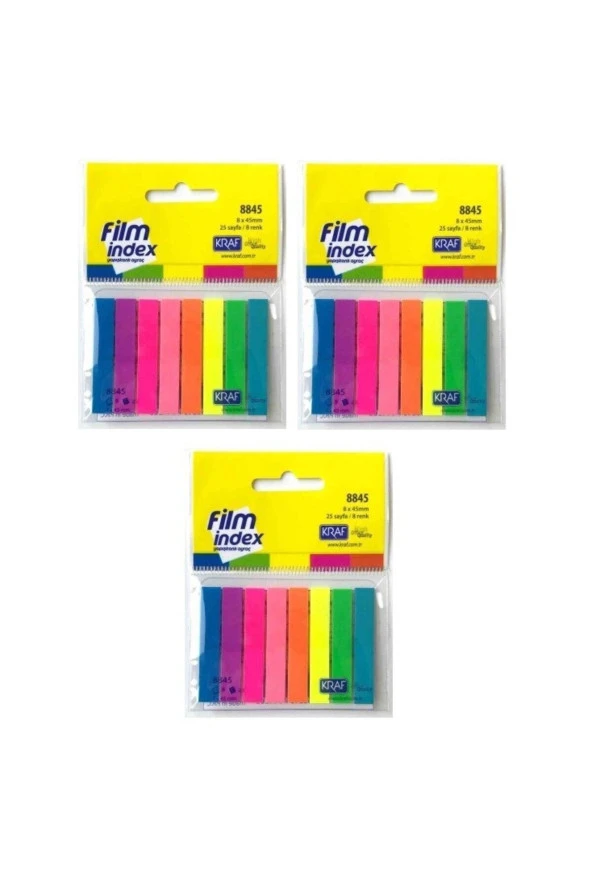 Film Index Plastik Şeffaf Ayraç 8 Renk X 25 Sayfa 3'lü ürün görseli 1