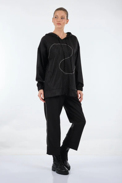 Unique Mode Oversize Kapüşonlu Midi Sweatshirt - Günlük Şıklık - Resim 6