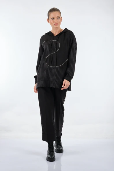 Unique Mode Oversize Kapüşonlu Midi Sweatshirt - Günlük Şıklık - Resim 3
