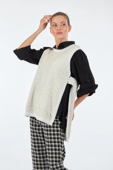 Unique Mode Oversize Midi Kadın Yelek - Minimalist Tarz - Resim 2