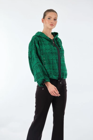 Unique Mode Oversize Kapüşonlu Crop Kadın Mont - Günlük Kullanım - Resim 6