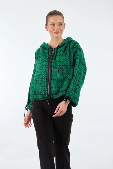 Unique Mode Oversize Kapüşonlu Crop Kadın Mont - Günlük Kullanım - Resim 2