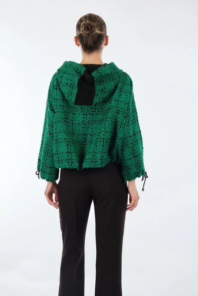 Unique Mode Oversize Kapüşonlu Crop Kadın Mont - Günlük Kullanım - Resim 8