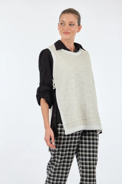 Unique Mode Oversize Midi Kadın Yelek - Minimalist Tarz - Resim 8