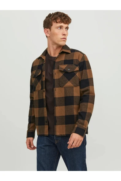 Jack&Jones Minimalist Uzun Kol Kareli Erkek Gömleği - Günlük Stil ürün görseli 1