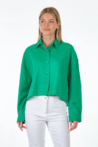 Only Oversize Crop Gömlek: Minimalist Günlük Stil, Uzun Kol ürün görseli 1