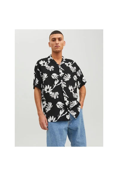 Jack&Jones Oversize Çiçek Desenli Erkek Gömleği - Kısa Kol ürün görseli 1