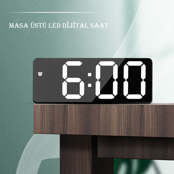 TechTic Masa Saati Derece Alarm Takvim Pil(Dahil Değildir)+Şarjlı Led Işıklı Dijital ürün görseli 1