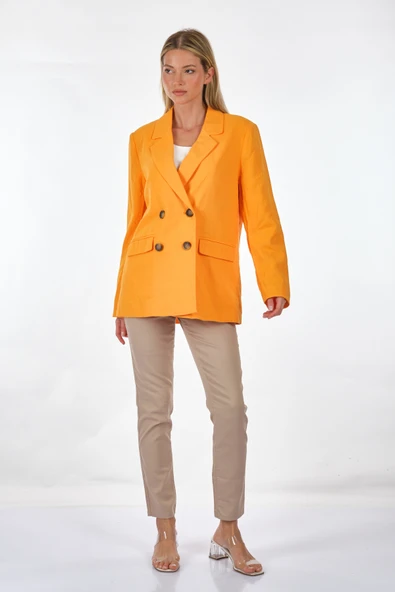 Only Oversize Minimalist Keten Kadın Ceket - Uzun Kol - Çift Düğme ürün görseli 1
