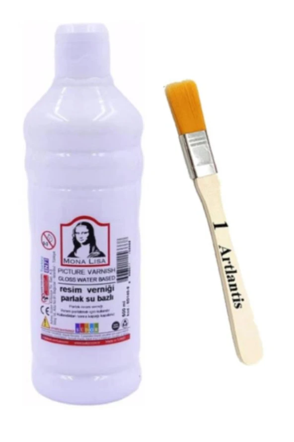Resim Verniği 500 ml Su Bazlı 1 Adet ve Zemin Fırçası Resim Parlatıcı Vernik Hobi Sanat Akrilik Guaj Yağlı Boya ürün görseli 1