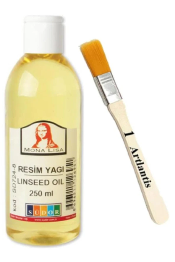 Keten Yağı 250 ml 1 Adet ve Zemin Fırçası Resim Yağı Monalisa Rafine Bezir Yağı Yağlı Boya İncelticisi Yağlı Boya Yardımcı Malzemesi ürün görseli 1