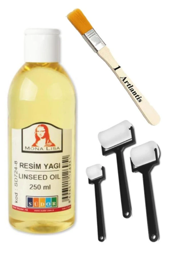 Keten Yağı 250 ml 1 Adet Zemin Fırçası ve Rulo Fırça Resim Yağı Monalisa Rafine Bezir Yağı Yağlı Boya İncelticisi Yağlı Boya Yardımcı Malzemesi ürün görseli 1