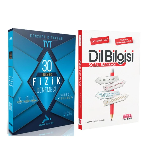 Paraf TYT İşlemsiz Fizik 30 Deneme ve AKM Dil Bilgisi Soru Bankası Seti 2 Kitap ürün görseli 1