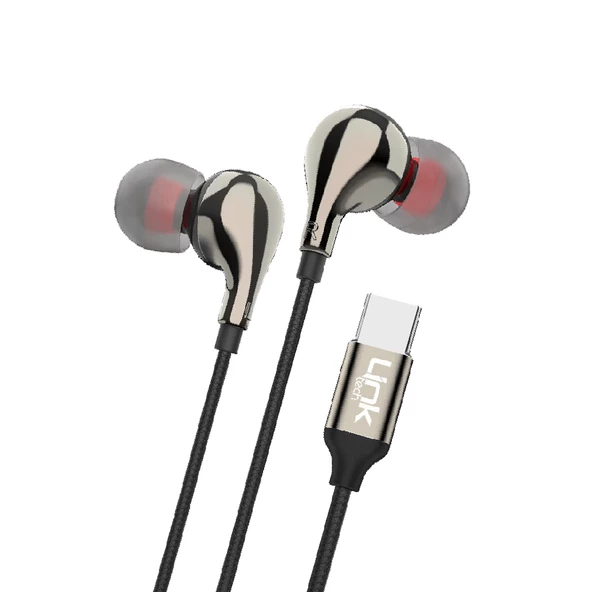 LinkTech E84 Type-C HD Stereo Kulak İçi Kablolu Kulaklık Siyah ürün görseli 1