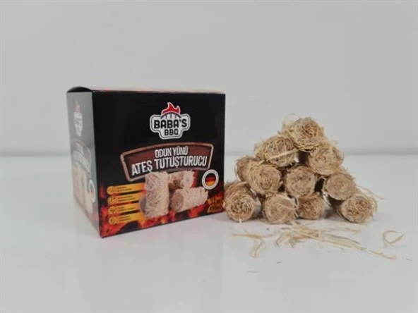 ODUN YÜNÜ TUTUŞTURUCU / BBQ, MANGAL, SOBA, ŞÖMİNE TUTUŞTURUCU / 32 ADET-450 GR / BABA'S BBQ ürün görseli 1