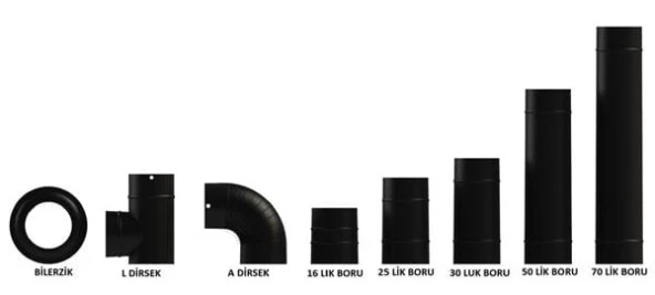 L DİRSEK SOBA BORUSU / BOY: 10 CM / ÇAP: 13 CM / MAT SİYAH EMAYE / BABA'S STOVE ürün görseli 1