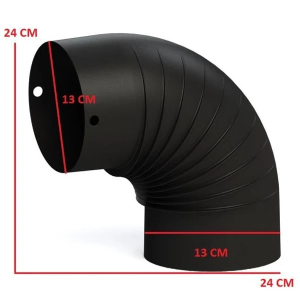 A DİRSEK SOBA BORUSU / BOY: 10 CM / ÇAP: 13 CM / MAT SİYAH EMAYE / BABA'S STOVE ürün görseli 1