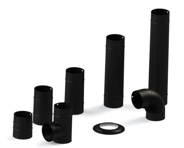 16 LIK SOBA BORUSU / BOY: 10 CM / ÇAP: 13 CM / MAT SİYAH EMAYE / BABA'S STOVE ürün görseli 1