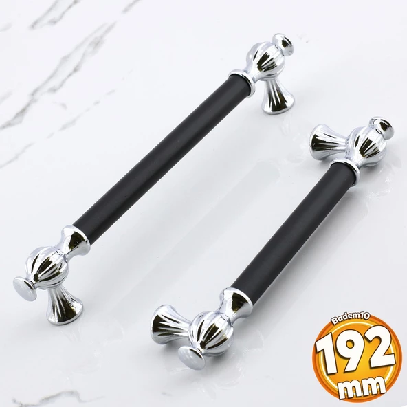 Çınar 192 mm Krom Siyah Mobilya Kulpu Metal Çekmece Mutfak Dolap Dolabı Kapak Kulpları Kulbu 192 mm ürün görseli 1