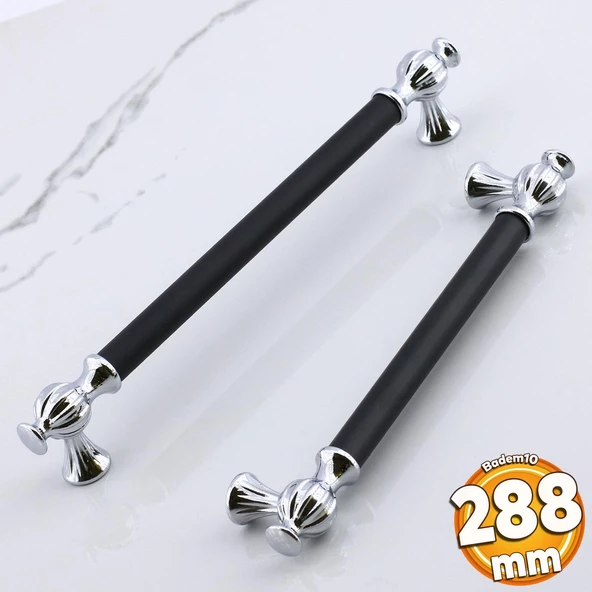 Çınar 288 mm Krom Siyah Mutfak Çekmece Mobilya Metal Dolabı Dolap Kapak Kulpu Kulpları Kulbu 288 mm ürün görseli 1