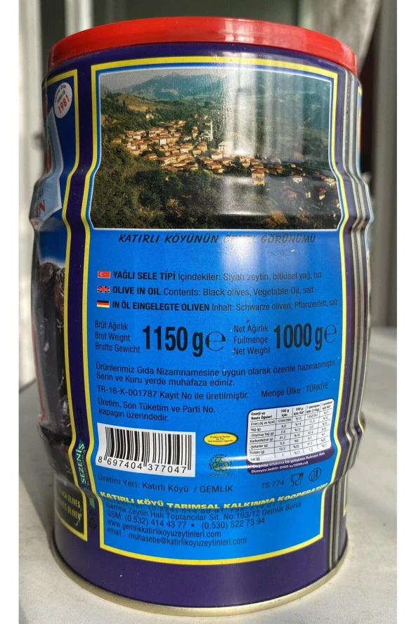 Katırlı Zeytin 10x1 KG (10 ADET) GEMLİK KATIRLI KÖYÜ SOFRALIK DOĞAL YAĞLI SİYAH ZEYTİN ürün görseli 1