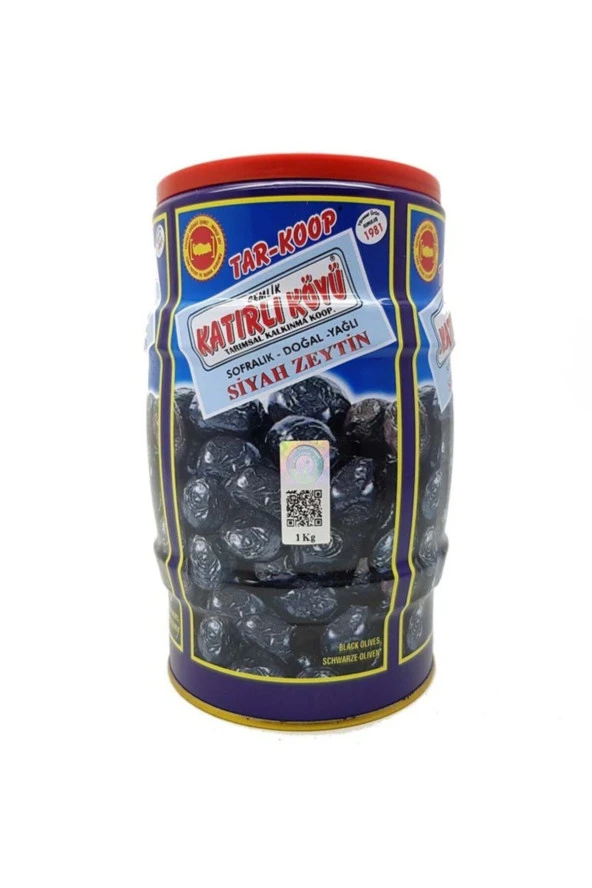Katırlı Zeytin Gemlik Katırlı Köyü Kahvaltılık Siyah Zeytin Teneke 1 Kg ürün görseli 1