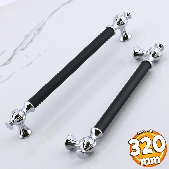 Çınar 320 mm Krom Siyah Çekmece Mutfak Mobilya Dolap Metal Dolabı Kapak Kulpu Kulpları Kulbu 320 mm ürün görseli 1