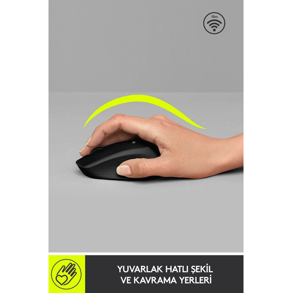 logitech M280 Konforlu Kablosuz Optik Mouse Siyah - Resim 3
