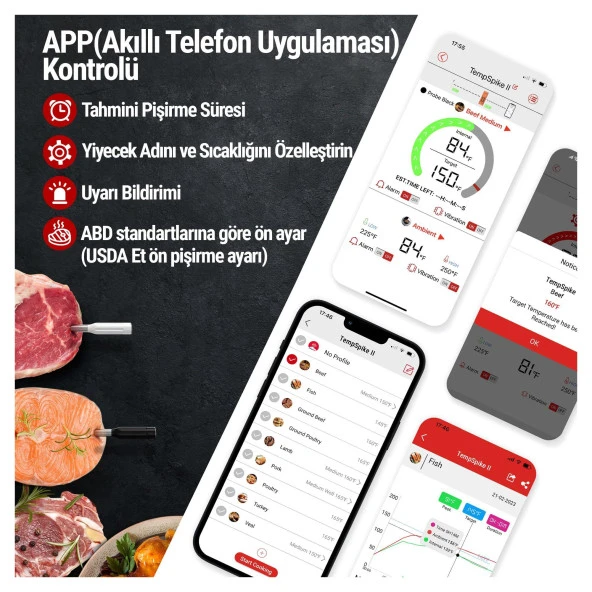 ThermoPro TP962 Bluetooth, Digital,Çift Problu Profesyonel Et Termometresi - Resim 6