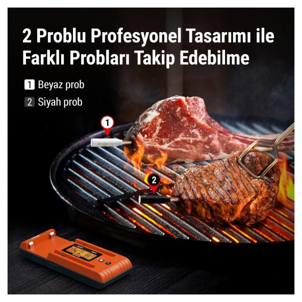ThermoPro TP962 Bluetooth, Digital,Çift Problu Profesyonel Et Termometresi - Resim 7