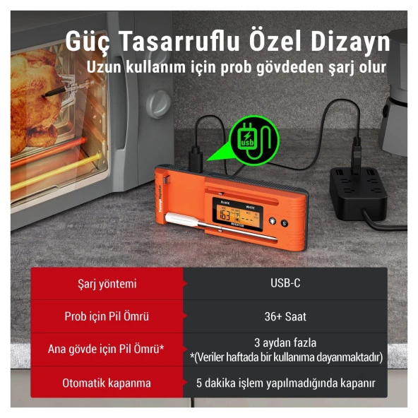 ThermoPro TP962 Bluetooth, Digital,Çift Problu Profesyonel Et Termometresi - Resim 8