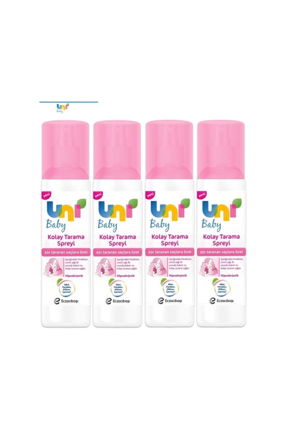 Uni Baby Kolay Saç Tarama Spreyi 200Ml (4 Lü Set) Zor Taranan Saçlara Özel ürün görseli 1