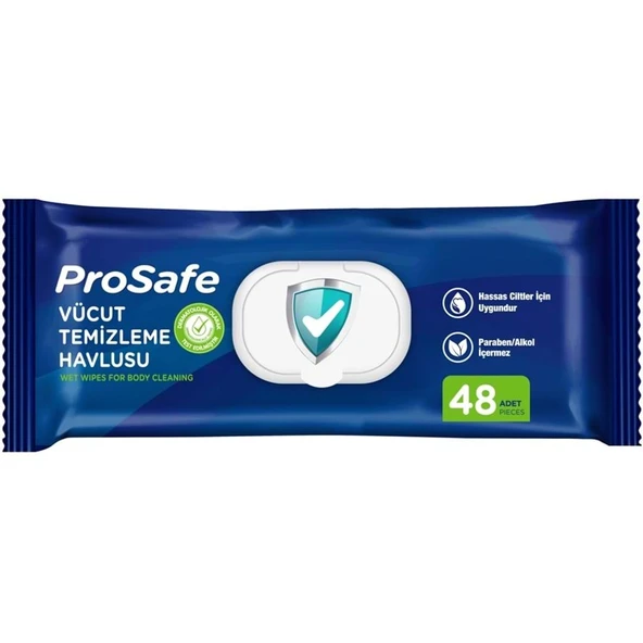 Prosafe Yetişkin Vücut Temizleme Islak Mendil Havlu 48 Yaprak XL Tekli Pk ürün görseli 1